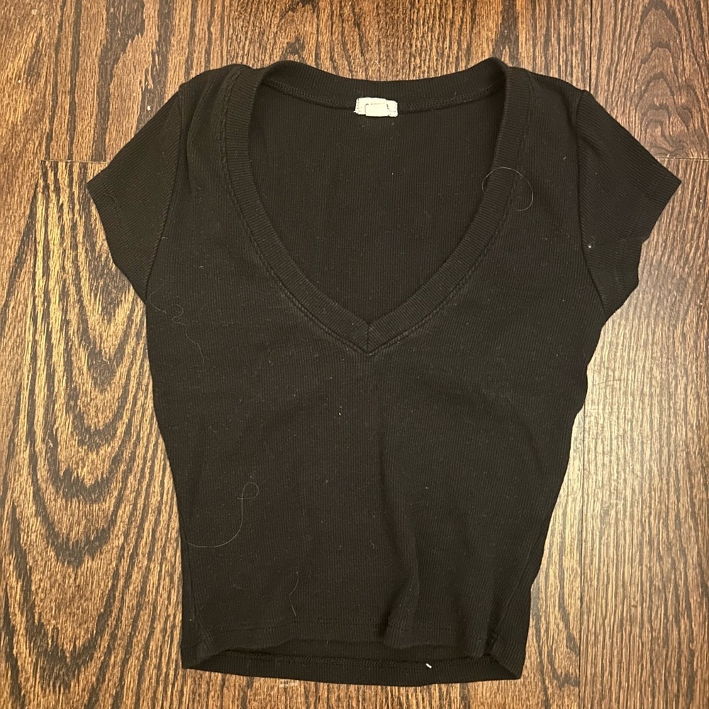 Garage Black Fitted Cap Sleeve T-Shirt
